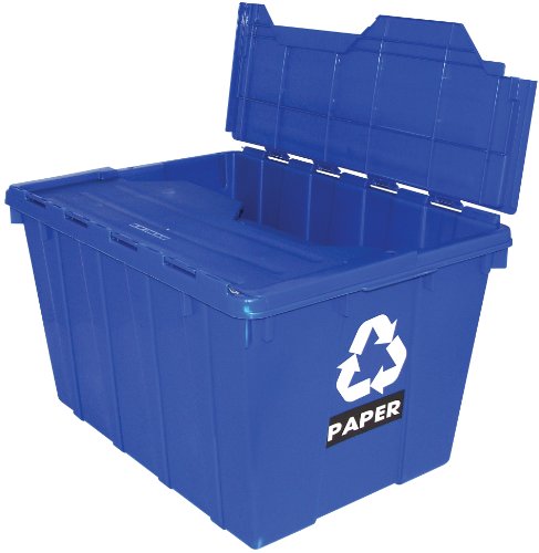 United Solutions 13-Gallon Recycling Flip-Lid Tote, Blue