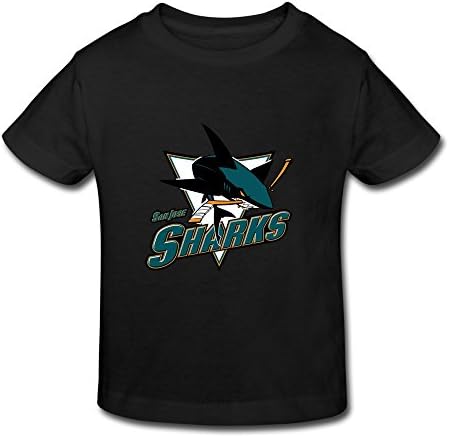 XIULIAN NHL San Jose Sharks Primary Logo Kid's 2-6 Girls And Boys T-shirts 3 Toddler Black