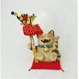 縁起物熊手をもった招き猫「笑助」小