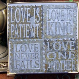 Corinthians Love is... Natural Slate Christian Coasters - Set of 4 - Perfect Wedding / Engagement Gift!