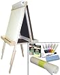 "Beka Adjustable Double-Sided Easel-and-Supplies Combo #2, Marker Board and Chalkboard Surfaces, Top Paper Holder, Wood Trays"