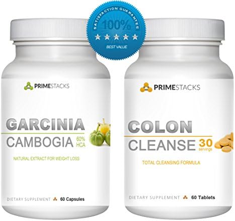 2 in 1 Bundle! Colon Cleanse Plus Garcinia Cambogia Ultimate Weight Loss Combo. Quick, All Natural Detox, Appetite Suppressant, and Metabolism Booster. Lose Weight Fast - Made in the USA