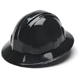 Pyramex Black Full Brim Hard Hat with 4pt Ratchet Suspenison