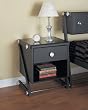 Z-Bedroom Nightstand - Textured Black with Silver Trim & Pulls, & Hi-Sheen Poly Black Top By Powell Furniture