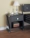 Z-Bedroom Nightstand - Textured Black with Silver Trim & Pulls, & Hi-Sheen Poly Black Top By Powell Furniture