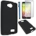 LG Tribute / LG Optimus F60 Case Combo(3-items) - Soft Rubber TPU GEL Skin Candy Case (Solid Black)+ICE-CLEAR(TM) Screen Protector Shield(Ultra Clear)+Touch Screen Stylus