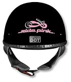 Vega XTS Womens DOT Vented Motorcycle Half Helmet with 3 Snap Visor (3 Designs) - Frontiercycle (Free U.S. Shipping) (XS, RIDE PINK (INCLUDES RIDE PINK JOEY BAG))