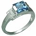 2.00 Carats Princess Cut Genuine London Blue Topaz Sterling Silver Ring