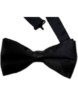 Formal Black Satin Banded Men's Bow Tie