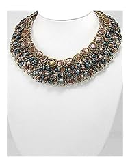Mixed Colors Dyed Mother of Pearl Necklace In Zinc