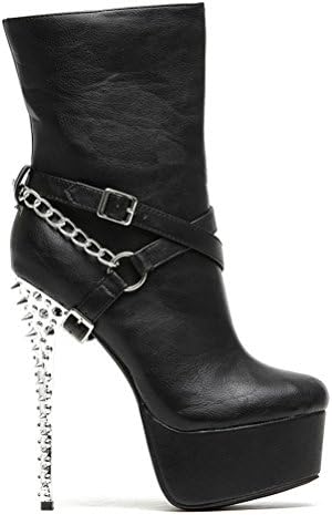 Spiked Ankle Boot Moto Pump Stiletto Heels black sz.7