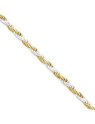 2.5mm, Gold Vermeil, Two-Tone Rope Chain, 8 inch