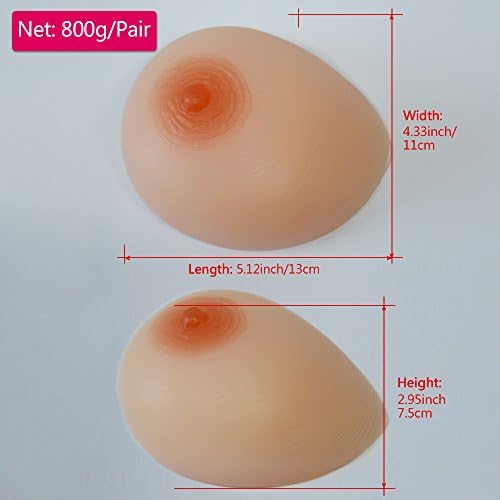 800g/pair C Cup Silicone Breast Form for Mastectomy Breast Enhancer for Cross Dressers with Pink Protective Bag