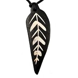 Leaf Sign Necklace, Buffalo Bone Pendant Necklace, Buffalo Bone Choker, N67