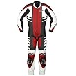 Alpinestars CR Men's 1-Piece Leather Street Bike Motorcycle Race Suits w/ Free B&F Heart Sticker Bundle - Black/Red