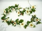 Outdoor Living : 5ft Christmas Artificial Silk Flower Poinsettia Pine Berry Garland (Cream) from GT Decorations