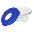 Pyrex Storage Deluxe 1-2/3-Cup Round Dish, Clear with Blue Lid