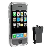 Apple iPhone 1st Gen (NOT for iPhone 3G) Smartphone Accessory Bundle Kit - Transparent Crystal Snap on Cover Case with Belt Clip 4 Packs ( Smoke + Clear + Pink + Blue )