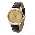Yves Camani Herren-Armbanduhr XL Golden Big Twinkle Gold/Schwarz Analog Leder YC1028-A
