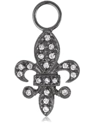 KC Designs "Charmed Life" Diamond 14k White Gold Fleur-De-Lis Ear Charm, Black Finish