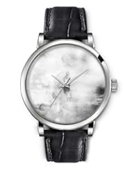 SPRAWL Aanalog Fashion Series Silver Ladies Watches of Genuine Black Leather Strap,Unique Wrist Watch for Women Girls Designed with Mountains in the mist
