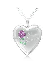 Heart Shaped Mom Engraved Pendant w/ Flower Locket Sterling Silver