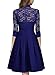 MISSMAY Women's Vintage 1950s Style 3/4 Sleeve Black Lace Flare A-line Dress