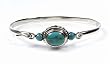 Bangle Bracelet with Turquoise - Sterling Silver, Size: 25mm