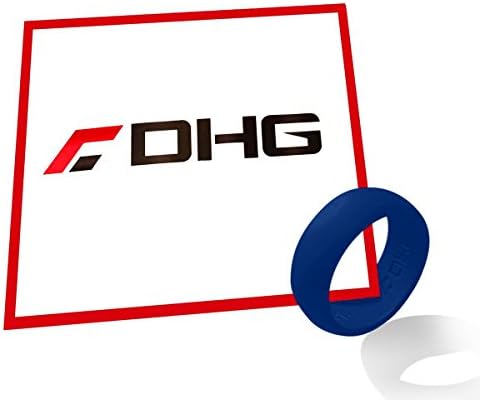 DHG Silicone Wedding Ring Band for Men 8.7mm Wide for an Active Lifestyle Sports and Activity - Made From Premium Quality Non Toxic Medical Grade Silicone (Dark Blue, 13)