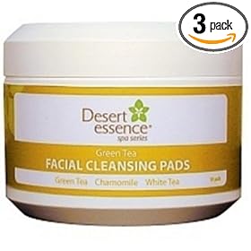Desert Essence Spa Series Facial Cleansing Pads, Green Tea , 50 Pads (Pack of 3)