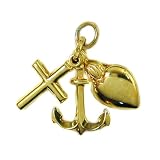 14K Gold Vintage Faith Hope and Love Charm