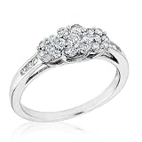 Three-Stone Diamond Cluster Ring 1/2ctw