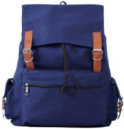 Fashion Casual Canvas School Travel Backpack Solid Large Bag 048 (Blue)