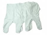 Baby Plain White Unisex Long Sleeve Baby Grows/Sleepsuits Allergy Free (Pack of 3) (Height: 68-74cm, Weight: 9kg (6-9 Months)) (White)