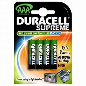 4 X Duracell AAA 1000mAh Rechargeable Batteries