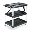 Rubbermaid&reg; Media Master AV Cart, Three Shelves, 18-3/4 x 32-3/4 x 33, Black