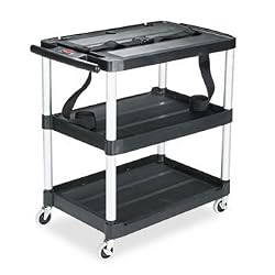 Rubbermaid 9T28 Black Media Master AV Cart with Three Shelves