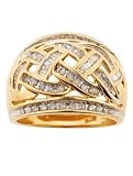 10K Gold Round and Baguette Diamond Ring