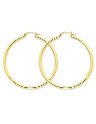 2.5mm, 14K Yellow Gold Classic Hoop Earrings, 55mm (2 1/8")