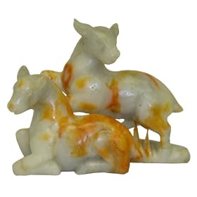 Prosperity and longevity - two deer - hand carved soapstone
