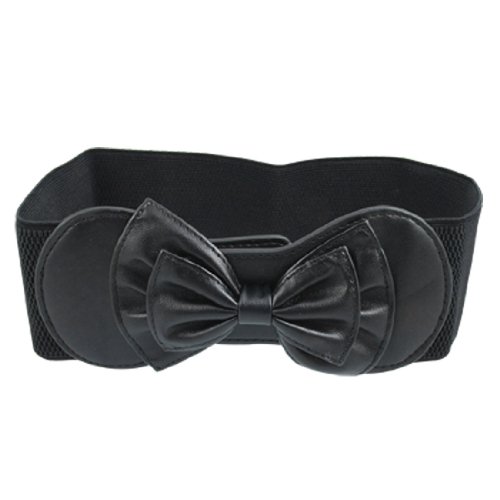 Black Hook Bow Buckle Elastic Band Ladies Waist Belt On Sale