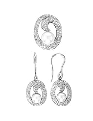 14K White Gold 1 cttw Truly An Heirloom Piece Pave Set Diamond and White Pearl Set