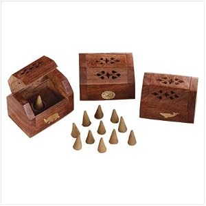 Home Fragrance Shesham Wood Incense Box Cones Set 6Pk
