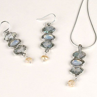 Childrens Toyshop  Jewelry : Silver, Pearl, Murano and Roman Glass Necklace and Earrings (Israel)