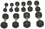 Rubber Coated Hex Dumbbell Set 5-25 lbs.