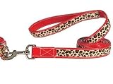  : Safari Dog Lead 4 Ft x 5/8" Red Leopard