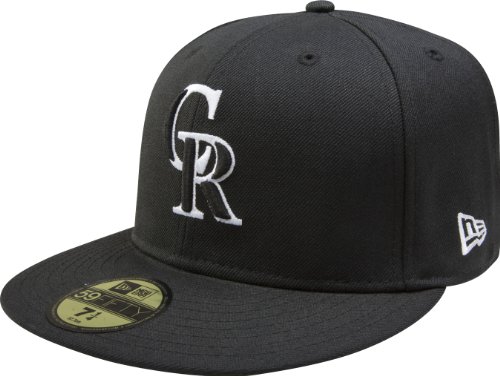 MLB Colorado Rockies Black with White 59FIFTY Fitted Cap (7 1/8)