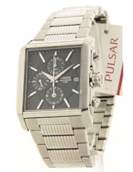 Pulsar by Seiko Tone Silver Sharp Sqauare Chronograph Date Watch PF8275