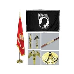 POW/MIA 4ft x 6ft Indoor Flag telescoping Flagpole Base and Tassel