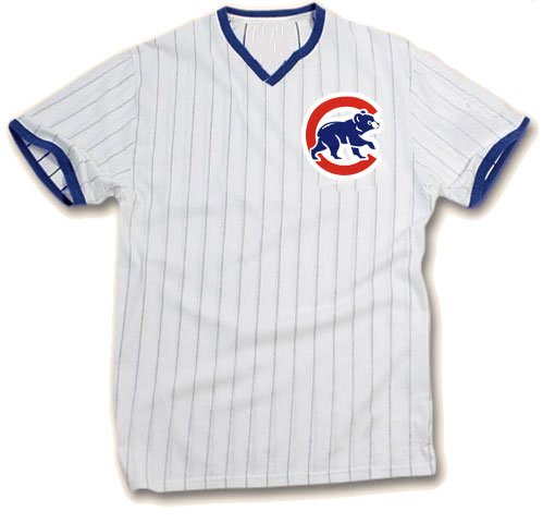 Chicago Cubs Adult V-Neck Pinstripe Shirt by Majestic